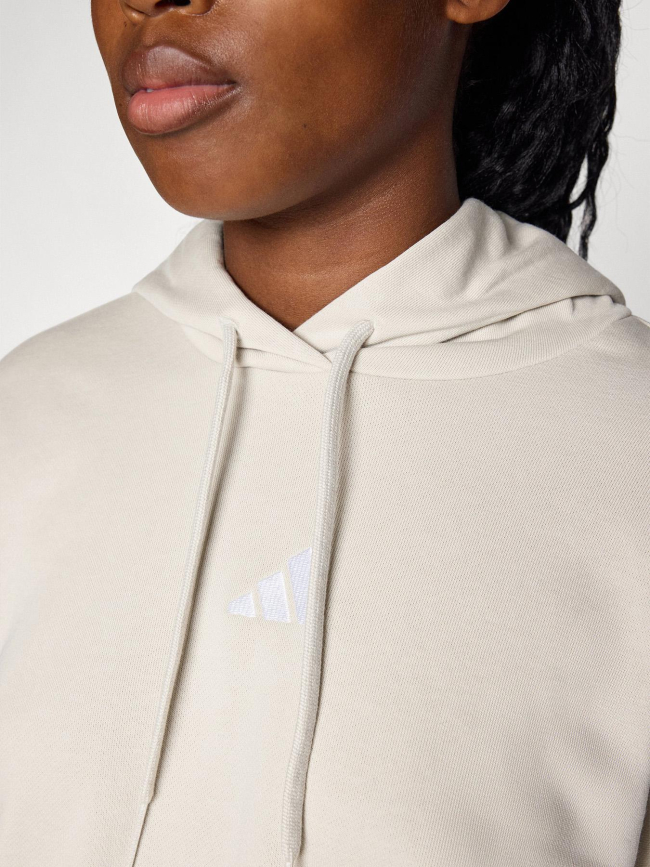 Sweat à capuche crop 3 bandes beige femme - Adidas