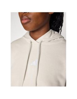 Sweat à capuche crop 3 bandes beige femme - Adidas