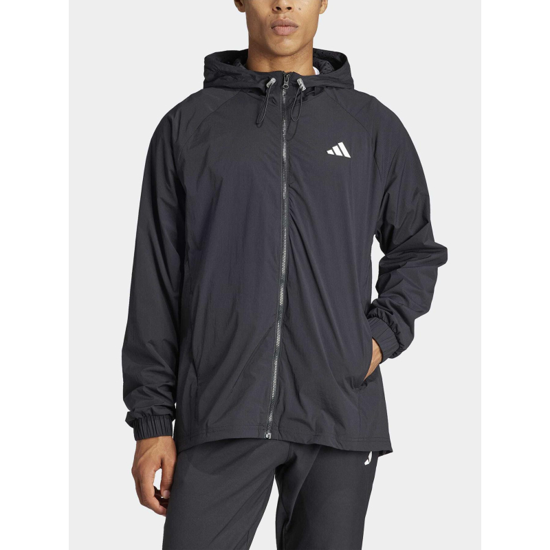 Veste de sport zippé à capuche tech app noir homme - Adidas