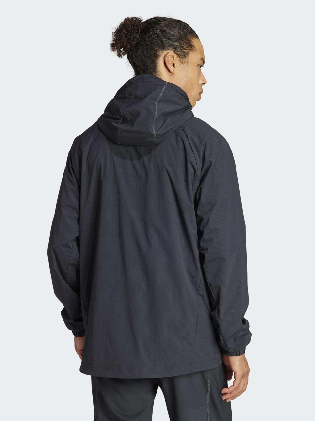 Veste de sport zippé à capuche tech app noir homme - Adidas