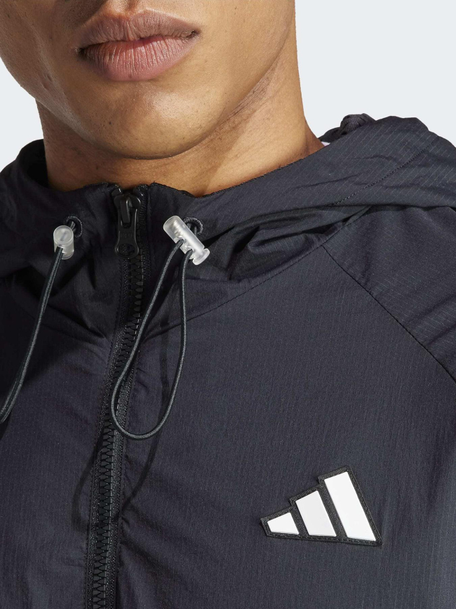 Veste de sport zippé à capuche tech app noir homme - Adidas