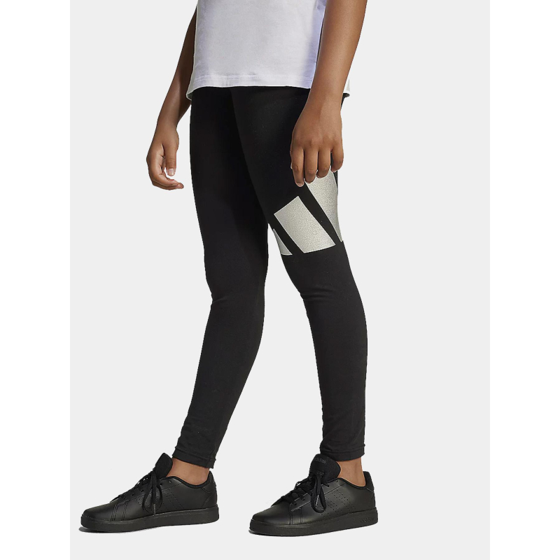 Legging de sport glam leg logo argenté noir fille - Adidas