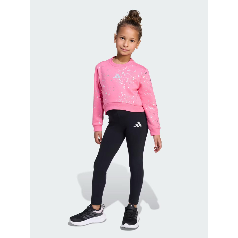 Ensemble sweat et legging glam rose et noir fille - Adidas