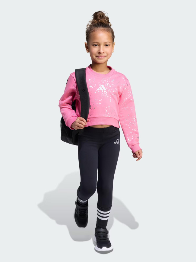 Ensemble sweat et legging glam rose et noir fille - Adidas