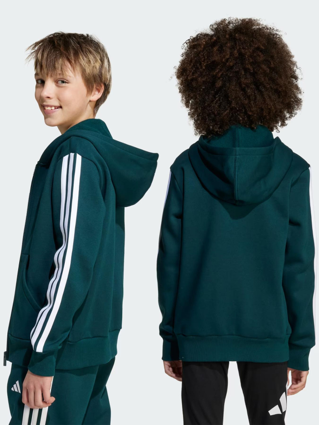 Sweat à capuche zippé 3s fz vert enfant - Adidas