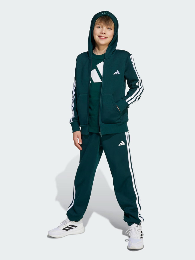 Sweat à capuche zippé 3s fz vert enfant - Adidas