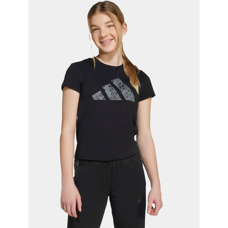 T-shirt à manches courtes logo animal noir fille - Adidas