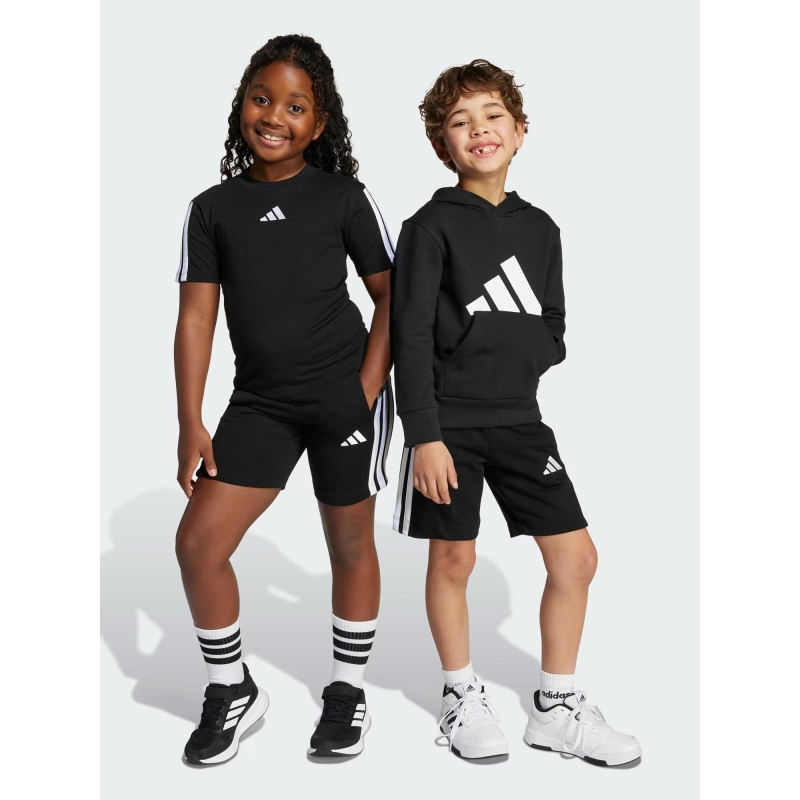 Short de sport 3 bandes noir et blanc enfant - Adidas