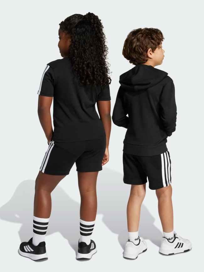 Short de sport 3 bandes noir et blanc enfant - Adidas