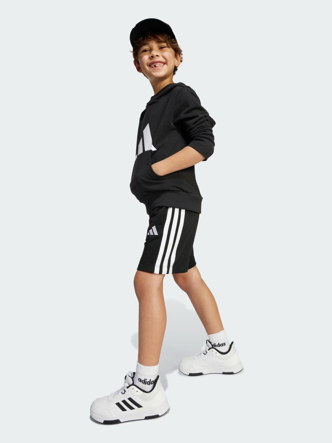 Short de sport 3 bandes noir et blanc enfant - Adidas