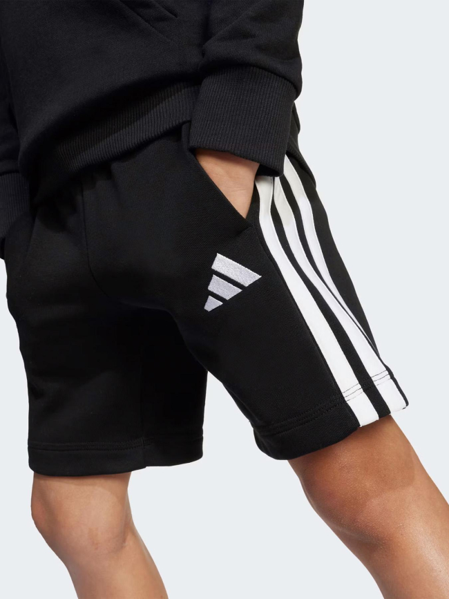 Short de sport 3 bandes noir et blanc enfant - Adidas