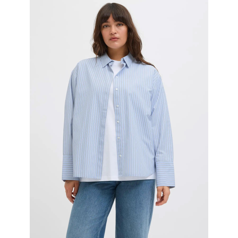 Chemise en popeline rayée jxcaro bleu femme - JJXX