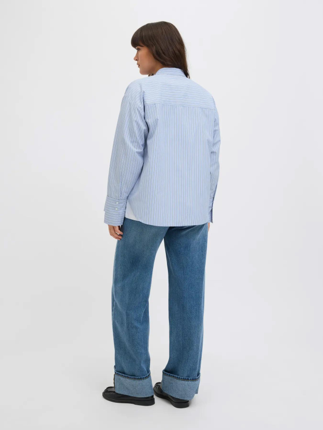 Chemise en popeline rayée jxcaro bleu femme - JJXX