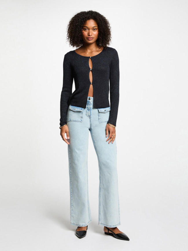 Gilet cardigan pailleté mizor noir femme - Morgan