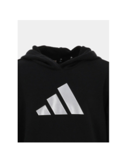 Sweat à capuche glam logo argenté brillant noir fille - Adidas