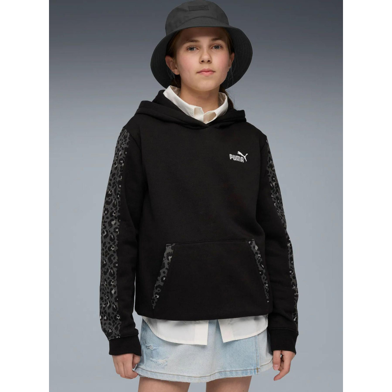 Sweat à capuche ess graphic animal noir fille - Puma