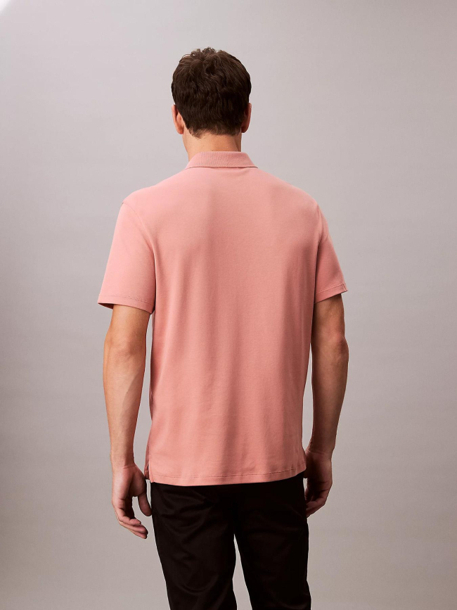 Polo à manches courtes en coton pima rose homme - Calvin Klein