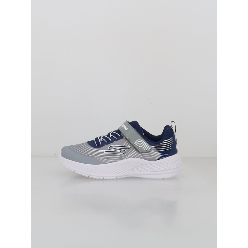 Baskets à scratch microspec advance gris bleu enfant - Skechers