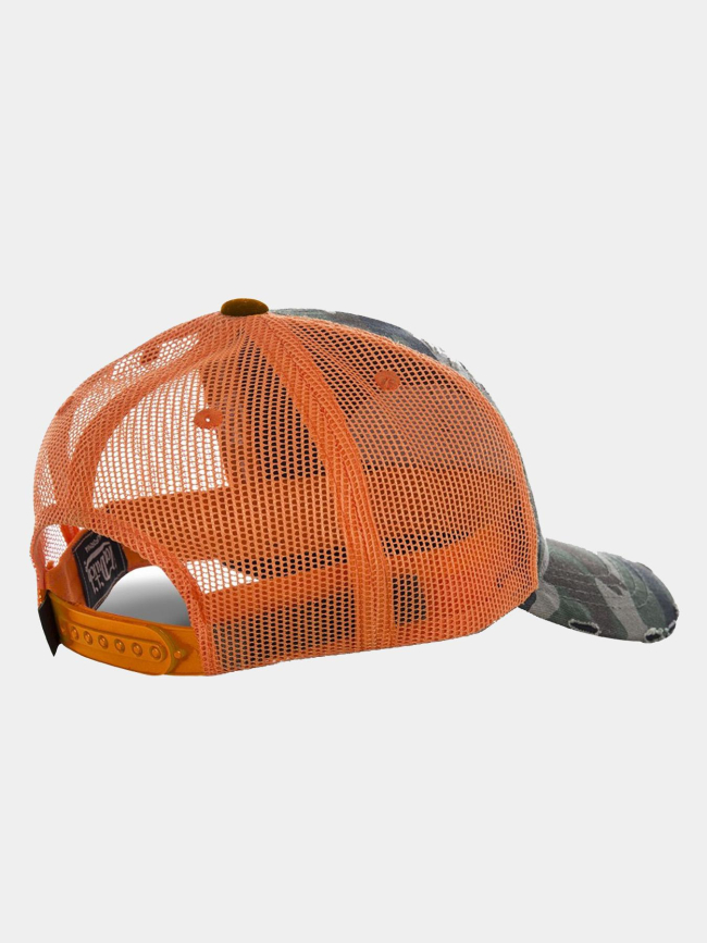 Casquette trucker camo usé vert et orange homme - Von Dutch