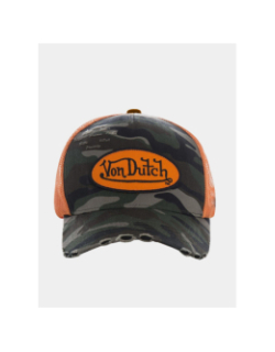 Casquette trucker camo usé vert et orange homme - Von Dutch