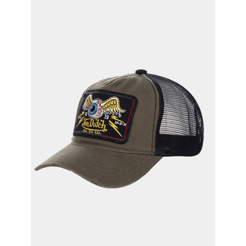 Casquette trucker effet usé flying eye kaki homme - Von Dutch