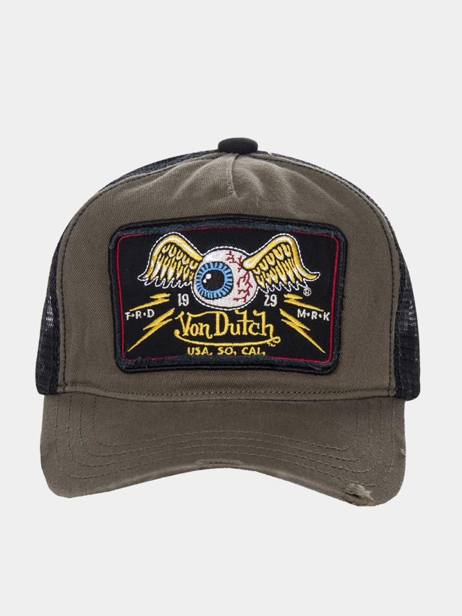 Casquette trucker effet usé flying eye kaki homme - Von Dutch