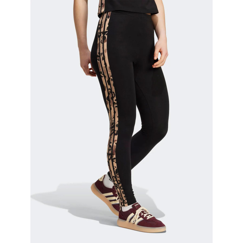 Legging de sport 3 stripes léopard noir femme - Adidas