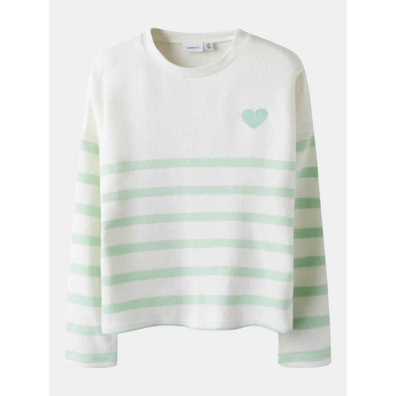 Pull fin à rayures nkfline beige et vert fille - Name It