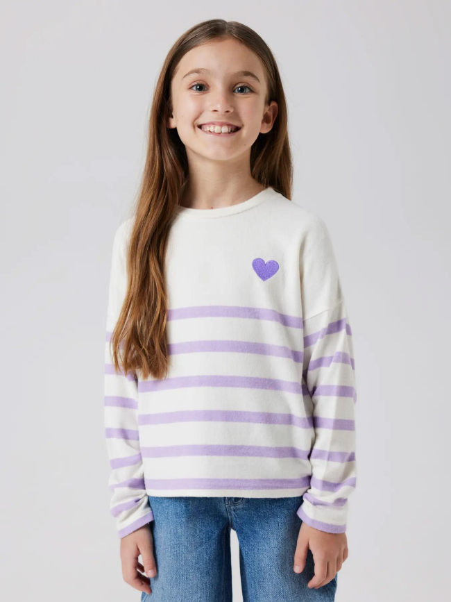 Pull fin à rayures nkfline beige et violet fille - Name It