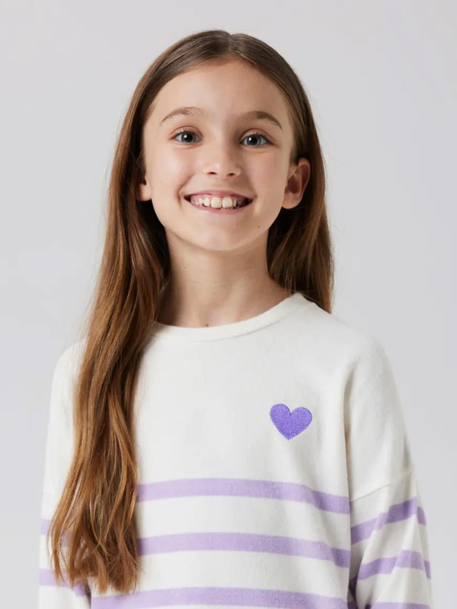 Pull fin à rayures nkfline beige et violet fille - Name It