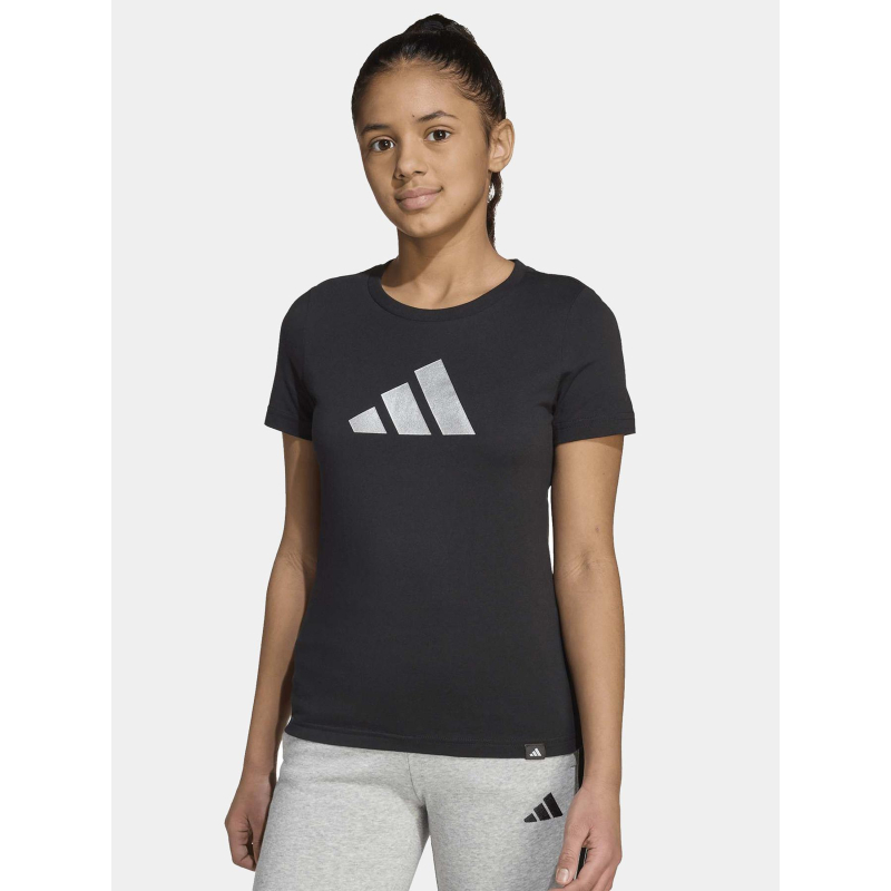 T-shirt jg glam logo argenté brillant noir fille - Adidas