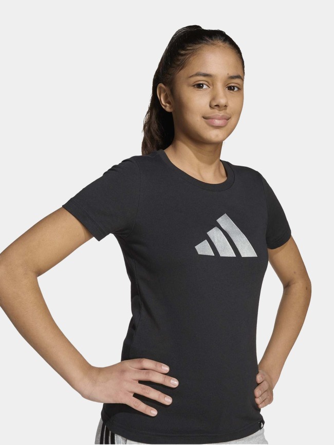 T-shirt jg glam logo argenté brillant noir fille - Adidas