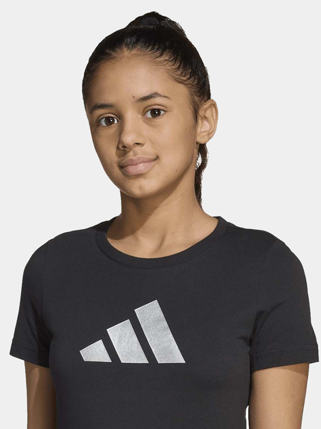T-shirt jg glam logo argenté brillant noir fille - Adidas