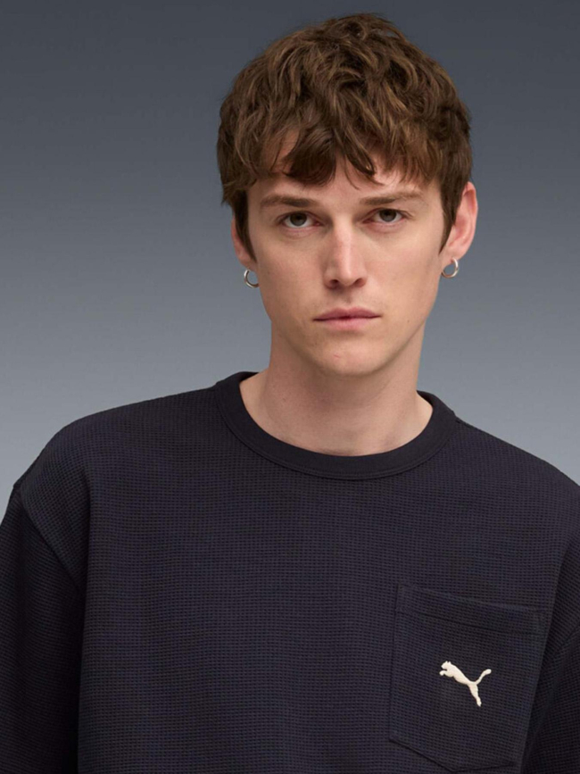 T-shirt à texture gaufré class relaxed bleu marine homme - Puma