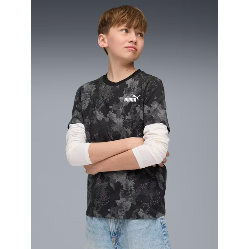 T-shirt ess camo aop noir garçon - Puma