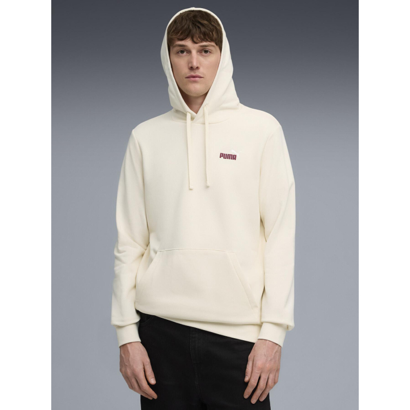Sweat à capuche ess 2 color small logo beige homme - Puma