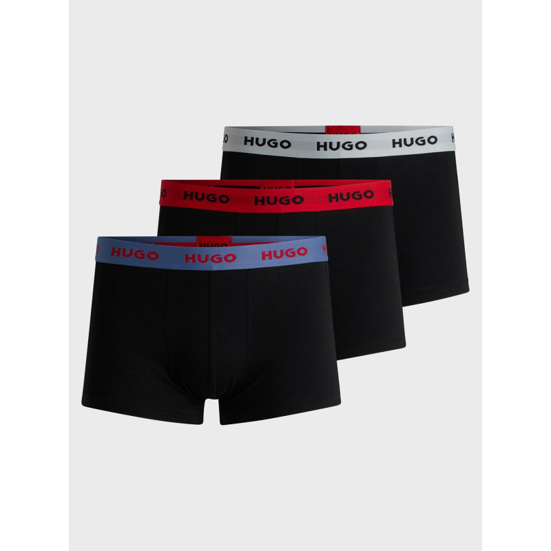Pack de 3 boxers en coton à élastique coloré noir homme - Hugo
