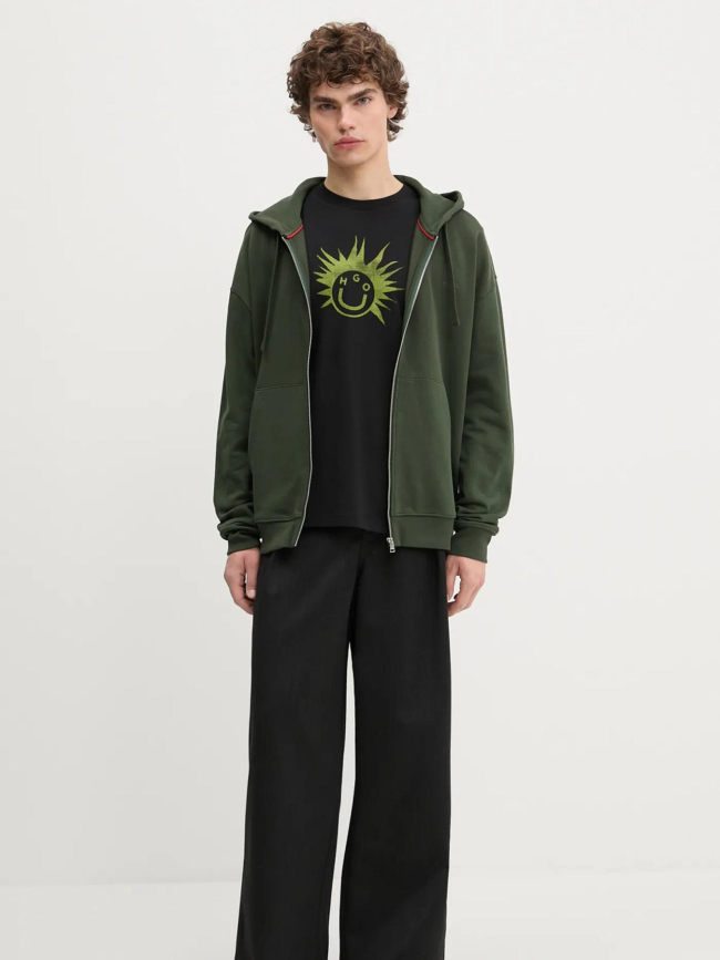 Sweat à capuche zippé dapo vert homme - Hugo