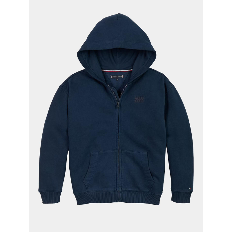 Sweat à capuche zippé à drapeau brodé bleu marine enfant - Tommy Hilfiger