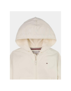Veste à capuche zippée et logo texturé beige fille - Tommy Hilfiger
