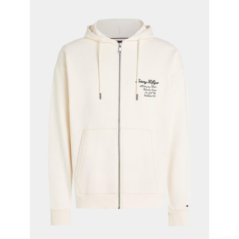 Sweat à capuche athleisure décontracté zippé logo beige homme - Tommy Hilfiger