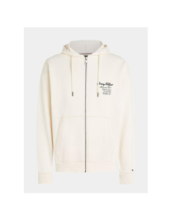 Sweat à capuche athleisure décontracté zippé logo beige homme - Tommy Hilfiger