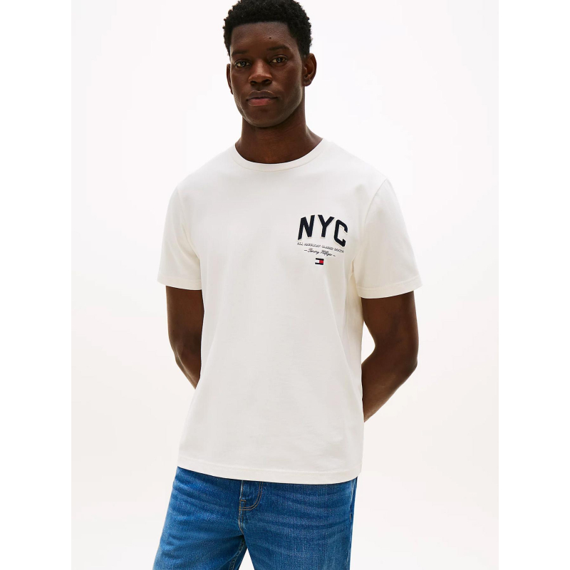 T-shirt athleisure à logo brodé beige homme - Tommy Hilfiger