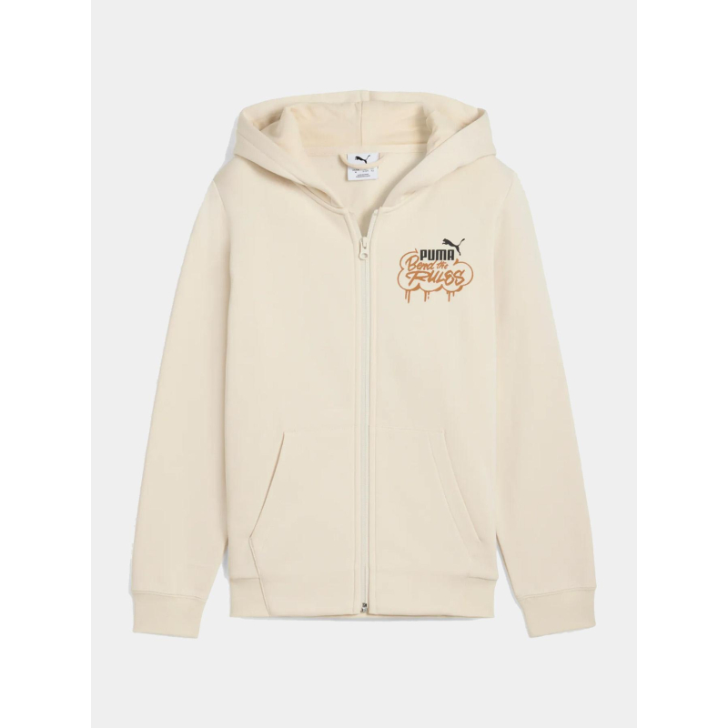 Sweat à capuche zippé mid90s beige enfant - Puma