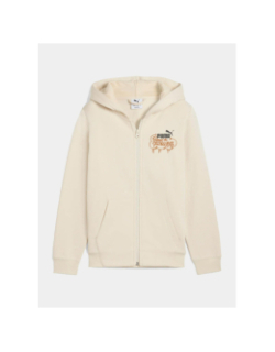Sweat à capuche zippé mid90s beige enfant - Puma