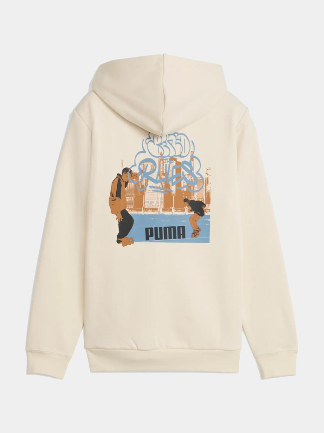 Sweat à capuche zippé mid90s beige enfant - Puma