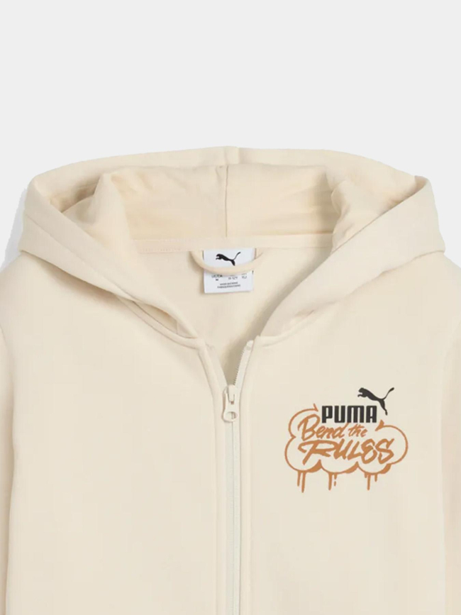 Sweat à capuche zippé mid90s beige enfant - Puma