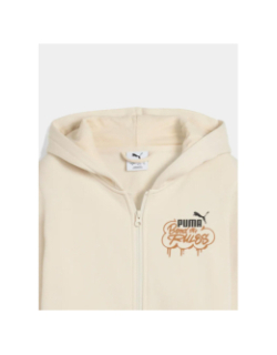 Sweat à capuche zippé mid90s beige enfant - Puma