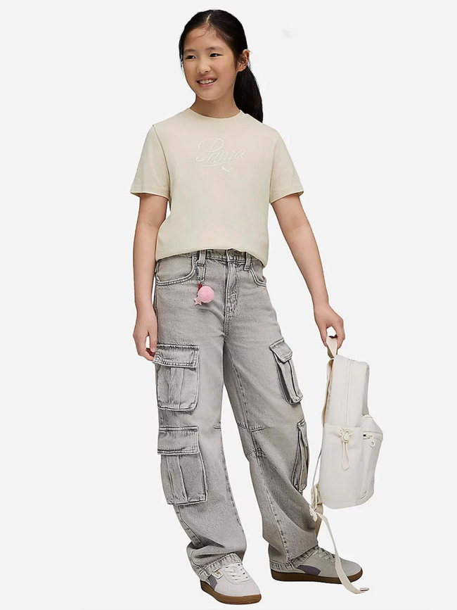 T-shirt à manches courtes script beige fille - Puma