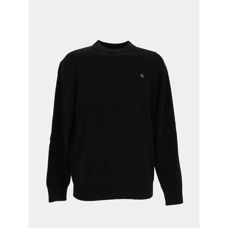 Pull à col rond en coton noir homme - Calvin Klein Jeans